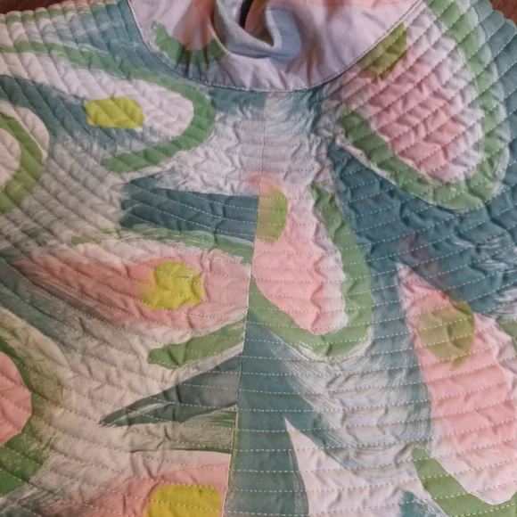 NEW ! Rare ! Romualda Cotton Huge Sun Hat Colorful Quilted